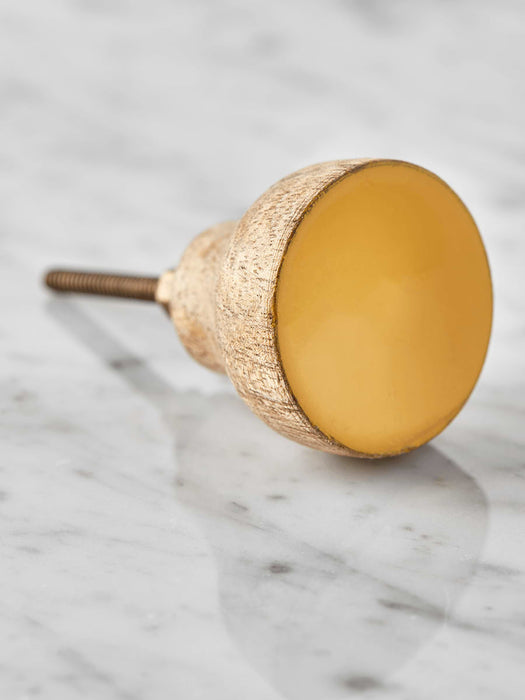 Round Wooden Knob - Mustard
