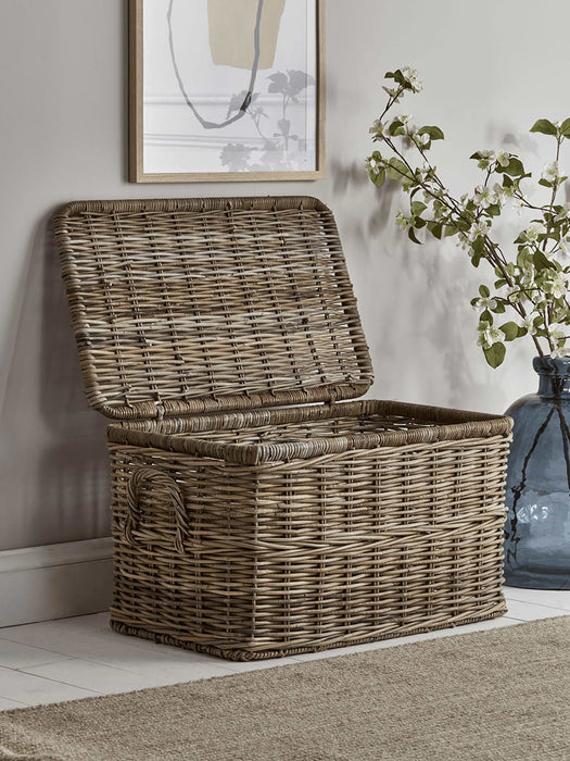 Round Rattan Storage Chest