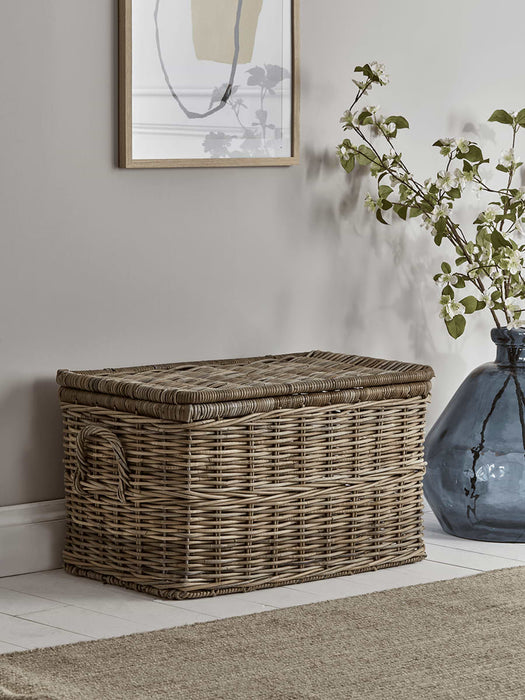 Round Rattan Storage Chest