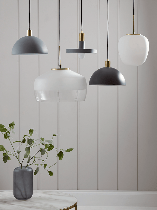 Metal Saucer Pendant - Light Grey