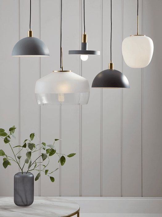 Metal Saucer Pendant - Light Grey