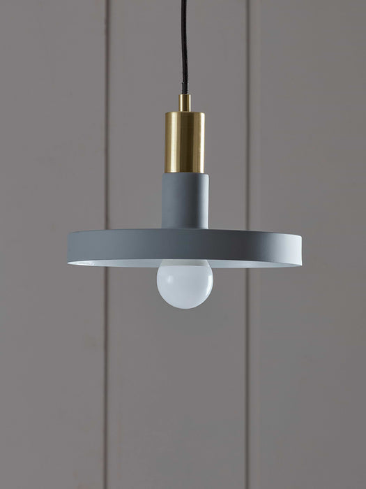 Metal Saucer Pendant - Light Grey
