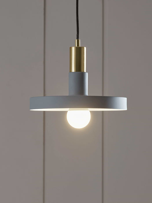 Metal Saucer Pendant - Light Grey