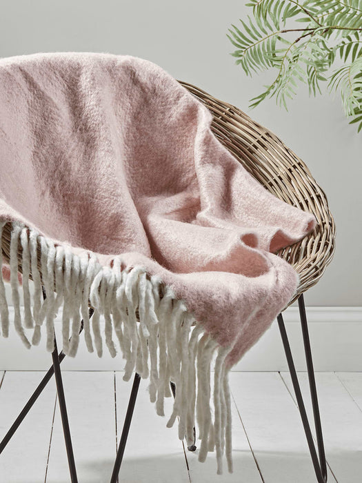 Soft Fringed Throw - Blush