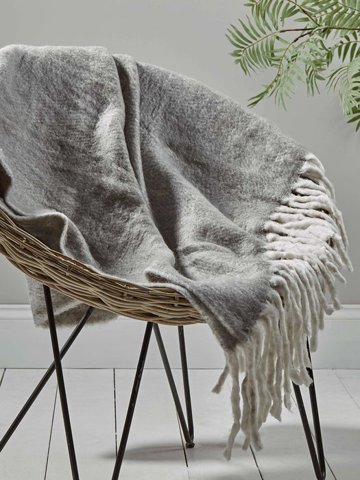 Soft Fringed Throw - Grey
