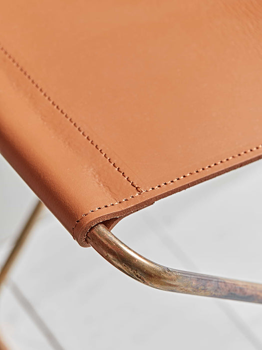 Leather Sling Stool - Tan