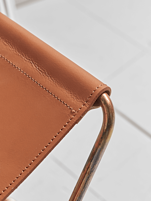 Leather Sling Stool - Tan
