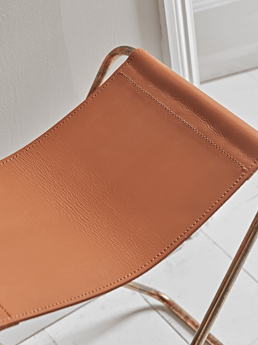 Leather Sling Stool - Tan