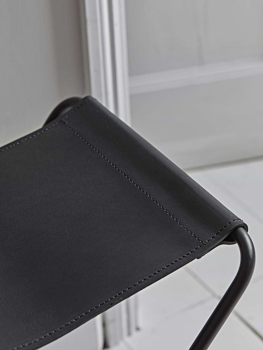 Leather Sling Stool - Black