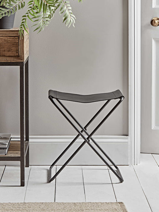 Leather Sling Stool - Black