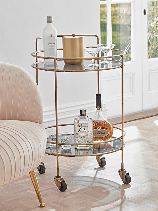 Smoked Glass & Brass Cocktail Trolley