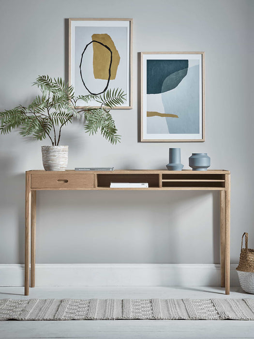 Oak Storage Console Table