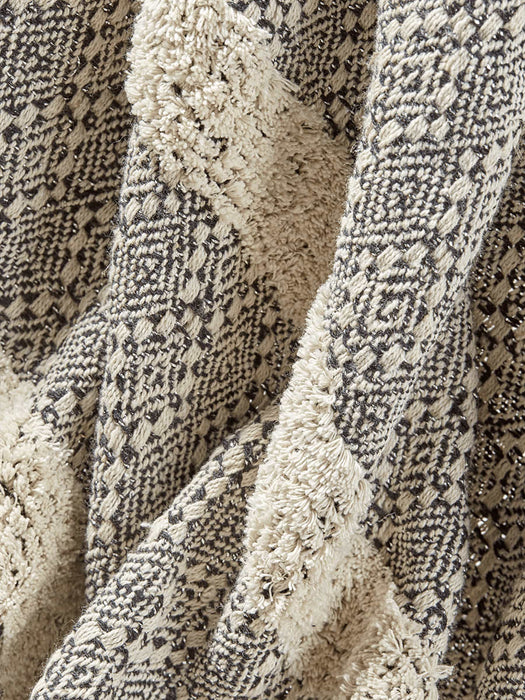 Textured Stripe Pom Pom Throw