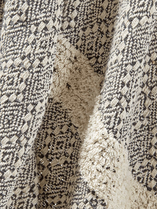 Textured Stripe Pom Pom Throw