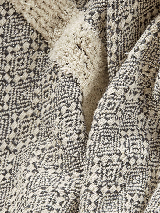 Textured Stripe Pom Pom Throw