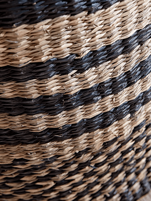Black Stripe Seagrass Waste Paper Bin