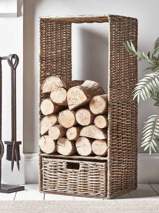 Round Rattan Tall Log Store