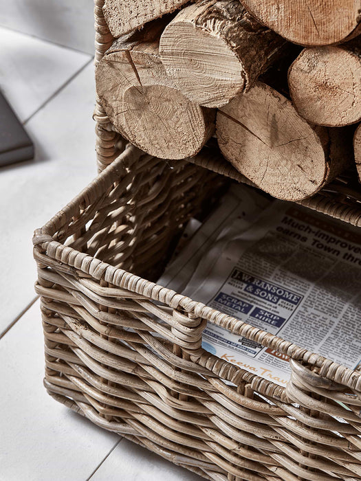 Round Rattan Tall Log Store