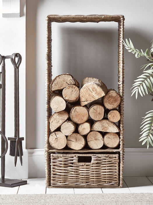 Round Rattan Tall Log Store