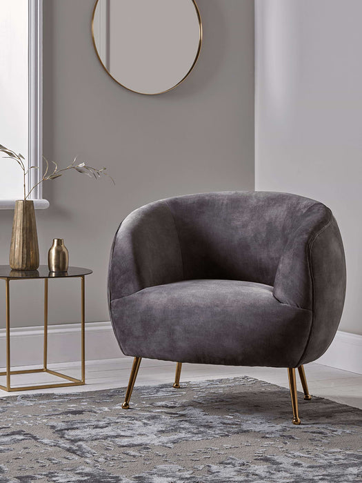 Deep Grey Velvet Tub Chair