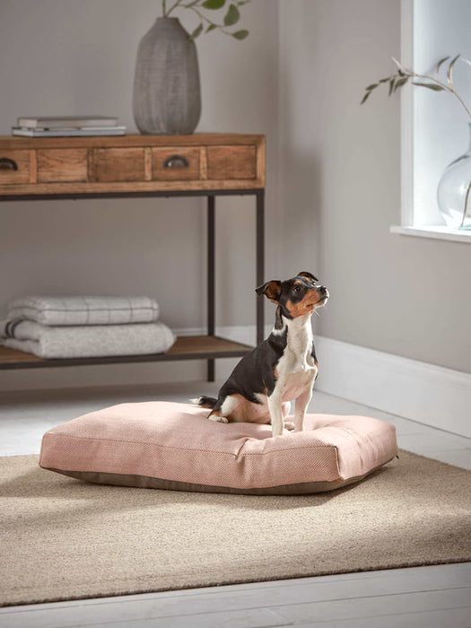 Herringbone Wool Dog Bed - Blush