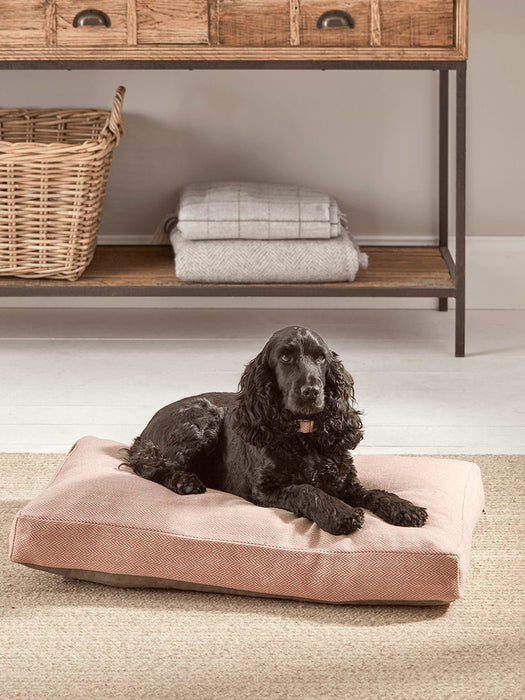 Herringbone Wool Dog Bed - Blush