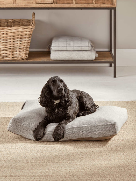 Herringbone Wool Dog Bed - Grey