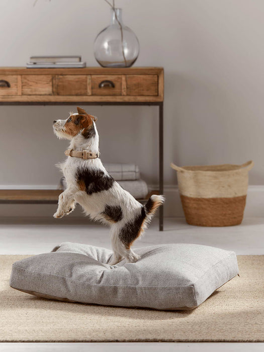 Herringbone Wool Dog Bed - Grey