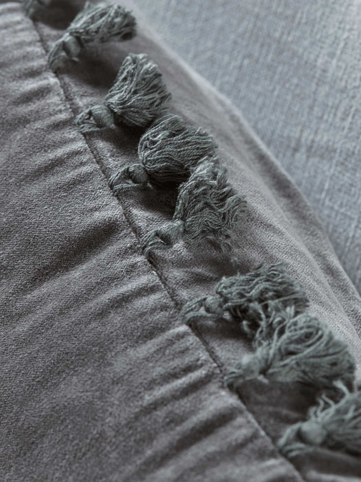 Velvet Tassel Cushion - Charcoal
