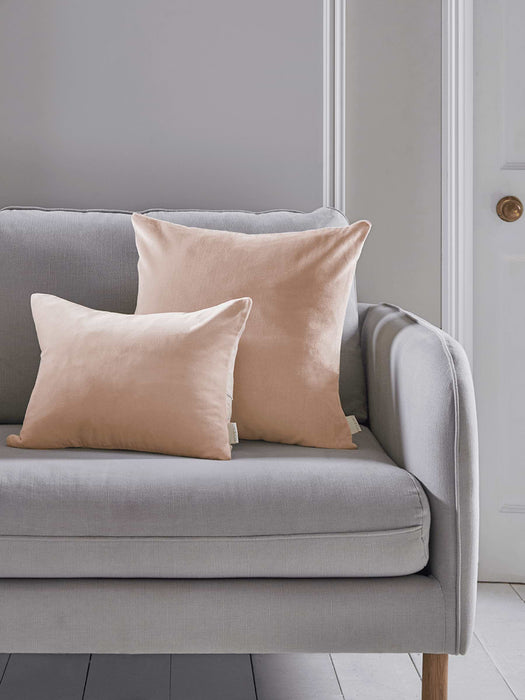 Velvet & Linen Rectangular Cushion - Blush