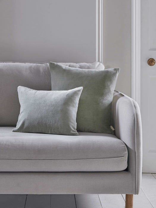 Velvet & Linen Square Cushion - Sage
