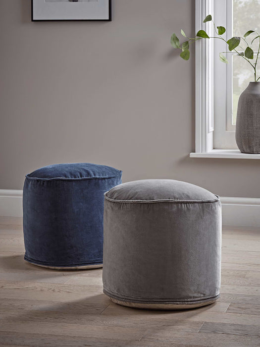 Velvet Pouffe - Blue