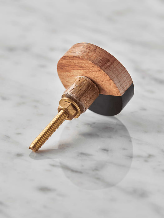 Geometric Wooden Knob - Black