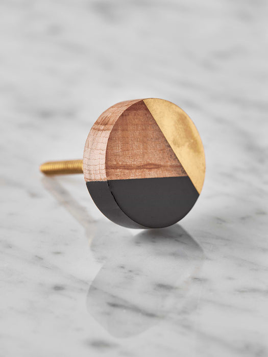 Geometric Wooden Knob - Black