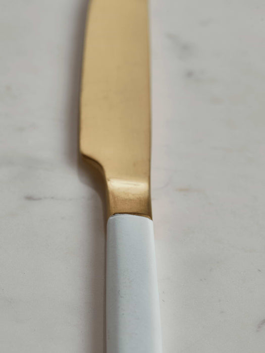 White Brushed Gold Cutlery Set