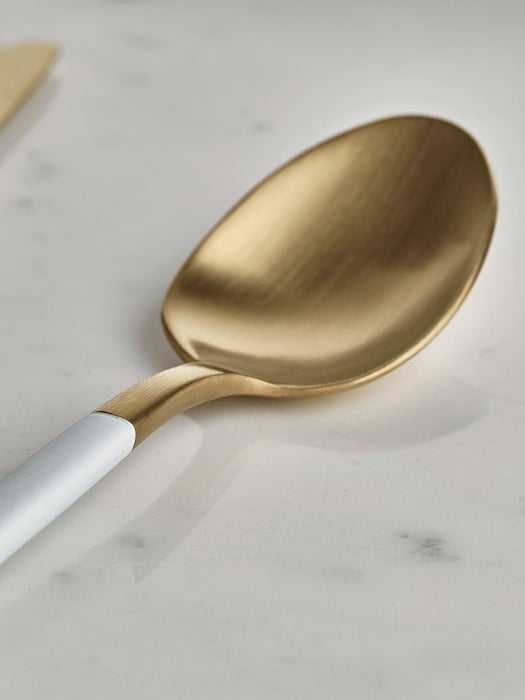White Brushed Gold Cutlery Set