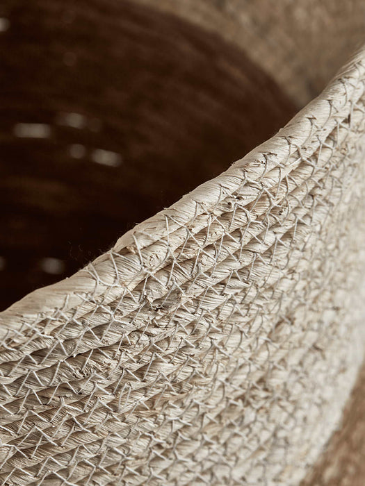 Three White & Natural Straw Baskets