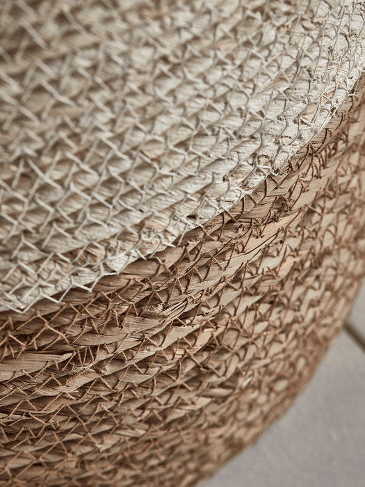 Three White & Natural Straw Baskets