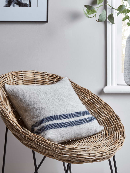 Soft Wool Cushion - Blue French Stripe
