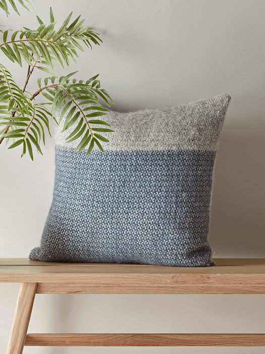 Soft Wool Cushion - Blue & Grey