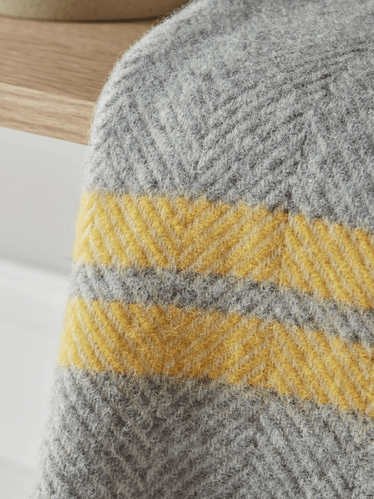 Soft Wool Throw - Mustard French Stripe
