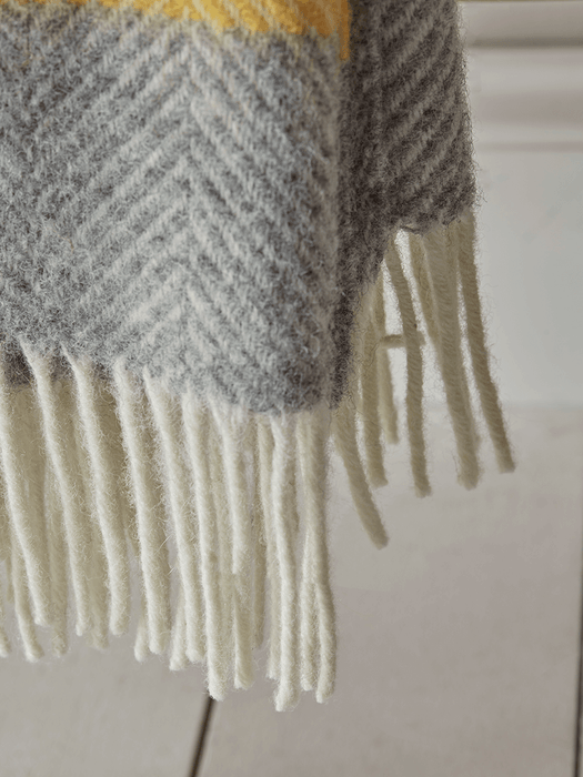 Soft Wool Throw - Mustard French Stripe