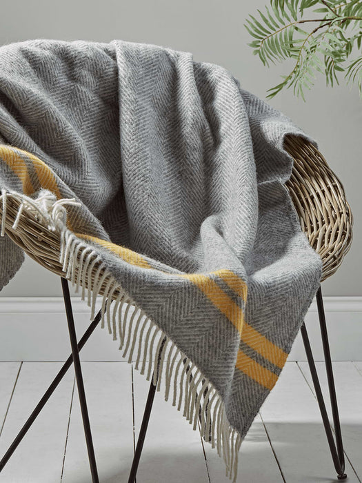 Soft Wool Throw - Mustard French Stripe