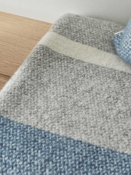 Soft Wool Throw - Blue & Grey