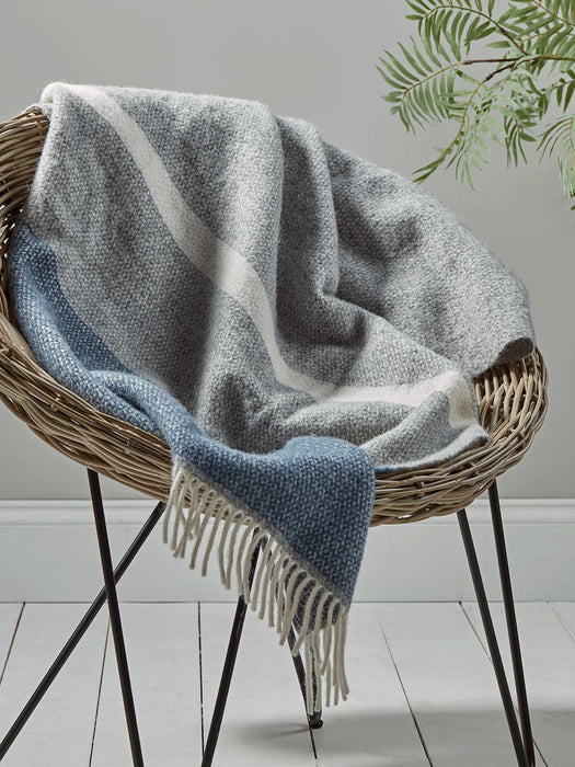 Soft Wool Throw - Blue & Grey