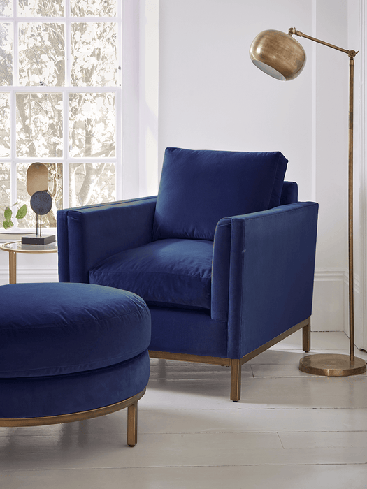 The Deco Armchair - Navy Cotton Velvet