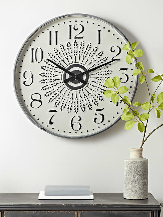 Whitewashed Metal Clock