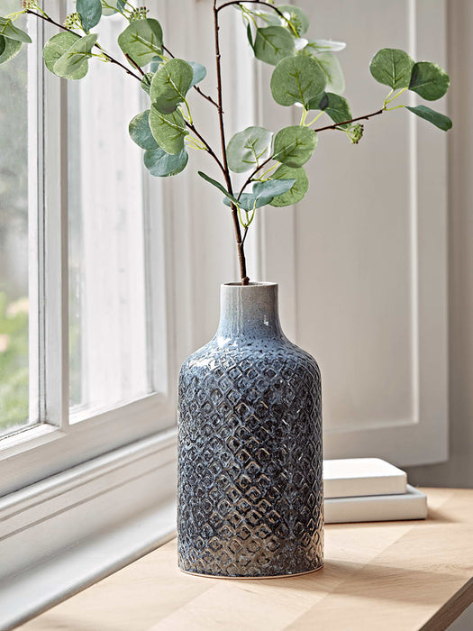 Blue Textured Bottle Vase