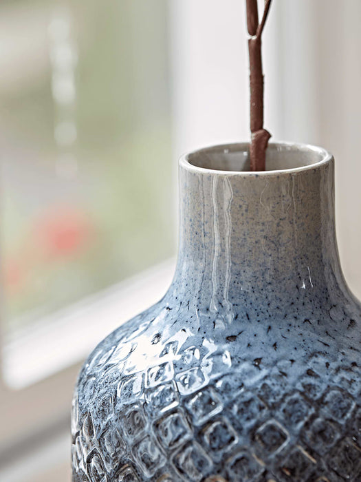Blue Textured Bottle Vase