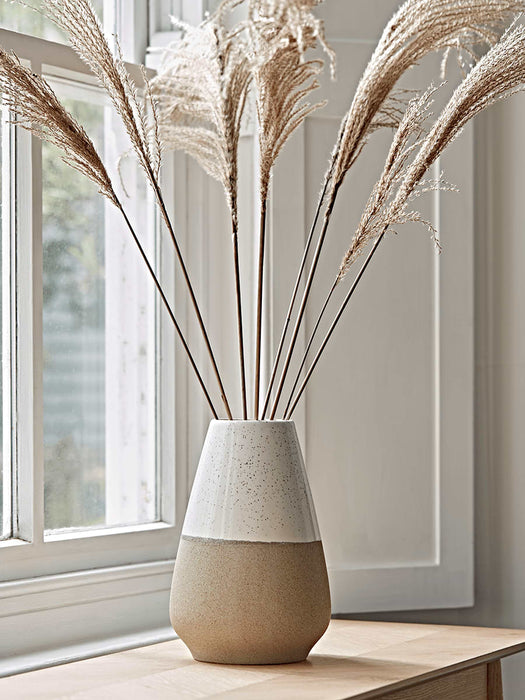 Dipped Speckled Tapered Vase - White Top